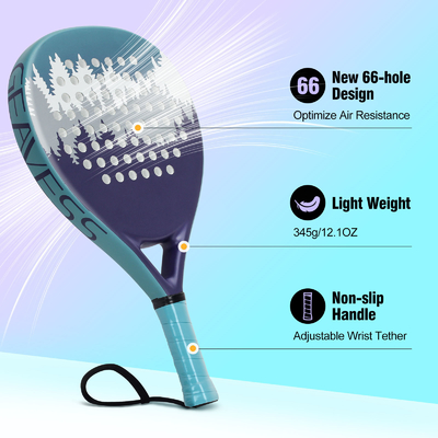 WOOWAVE Επαγγελματική ανθρακική ίνα Custom EVA Memory Core Soft Beach Tennis Racket Μπλε Πάντελ