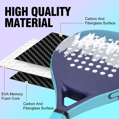 WOOWAVE Επαγγελματική ανθρακική ίνα Custom EVA Memory Core Soft Beach Tennis Racket Μπλε Πάντελ