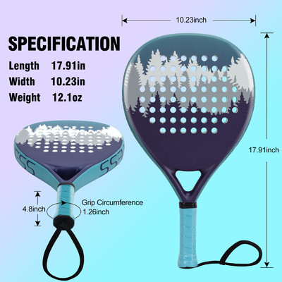 WOOWAVE Επαγγελματική ανθρακική ίνα Custom EVA Memory Core Soft Beach Tennis Racket Μπλε Πάντελ