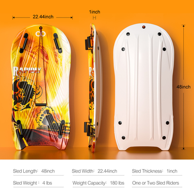 Ενήλικες 122cm Woowove Custom Snowboard Foam HDPE πλαστικό χιονισμένο έλκηθρο με 2 λαβές Τραβήξτε σκοινί