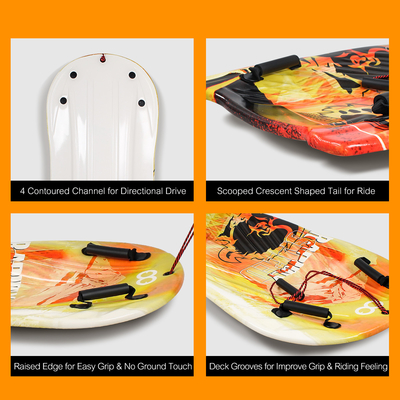 Ενήλικες 122cm Woowove Custom Snowboard Foam HDPE πλαστικό χιονισμένο έλκηθρο με 2 λαβές Τραβήξτε σκοινί