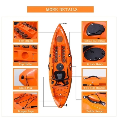 270*78*40cm HDPE πλαστικό διαφανές κανό/καγιάκ για θαλάσσια θαλάσσια αθλήματα και αλιεία