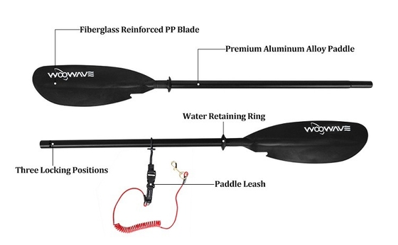Περιπέτεια Λίμνες Ποταμοί Woowave Kayak Paddle Αλουμινίου Άλλου Άξονα 2 κομμάτια Ρυθμίσιμο Πλέγμα Βάρκας
