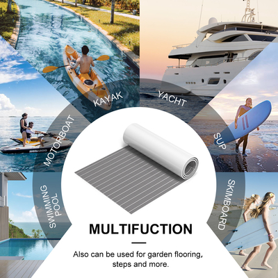 Γκρι Woowave EVA Boat Deck Sheet Board Yacht Accessories 5MM Σφουγγαρισμένα στρώματα δαπέδου με αυτοκόλλητα
