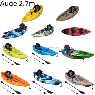 Γκρίζο κάγιακ ψαρέματος HDPE πλαστικού μήκους 2,7 μέτρων για περιήγηση και κωπηλασία εντός 90 χαρακτήρων