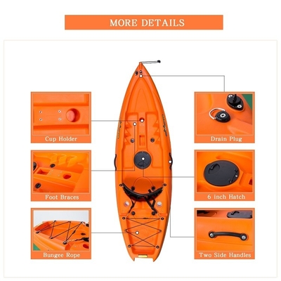 Υλικό LLDPE/HDPE 2,2m Πορτοκαλί καγιάκ κανό για θαλάσσια αθλήματα και οικογενειακή διασκέδαση