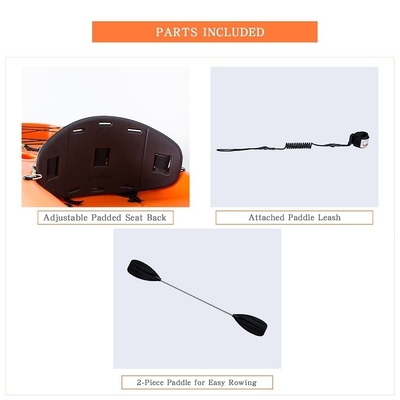 Υλικό LLDPE/HDPE 2,2m Πορτοκαλί καγιάκ κανό για θαλάσσια αθλήματα και οικογενειακή διασκέδαση