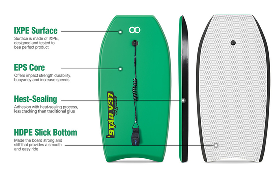 Προσαρμοσμένο Bodyboard BLUE/YELLOW/GREEN 37' Foam Board Swim Surfboard για διασκέδαση στο νερό