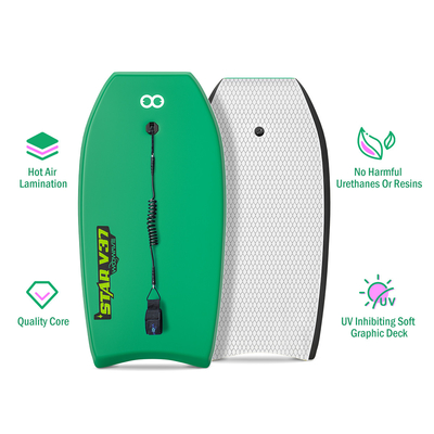 Προσαρμοσμένο Bodyboard BLUE/YELLOW/GREEN 37' Foam Board Swim Surfboard για διασκέδαση στο νερό