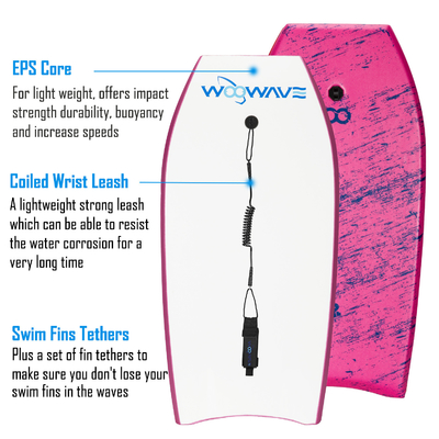 41 ιντσών Παιδιά Swim Surfboard Ροζ Body Board Bodyboard με λουρί EPS XPE υλικό HDPE