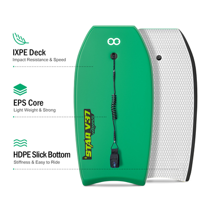 Βάρος 1.17lbs Woowave 33 ιντσών Custom Design HDPE Shortboard Bodyboard για αναβάτες