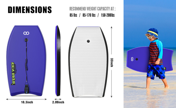 Βάρος 1.17lbs Woowave 33 ιντσών Custom Design HDPE Shortboard Bodyboard για αναβάτες